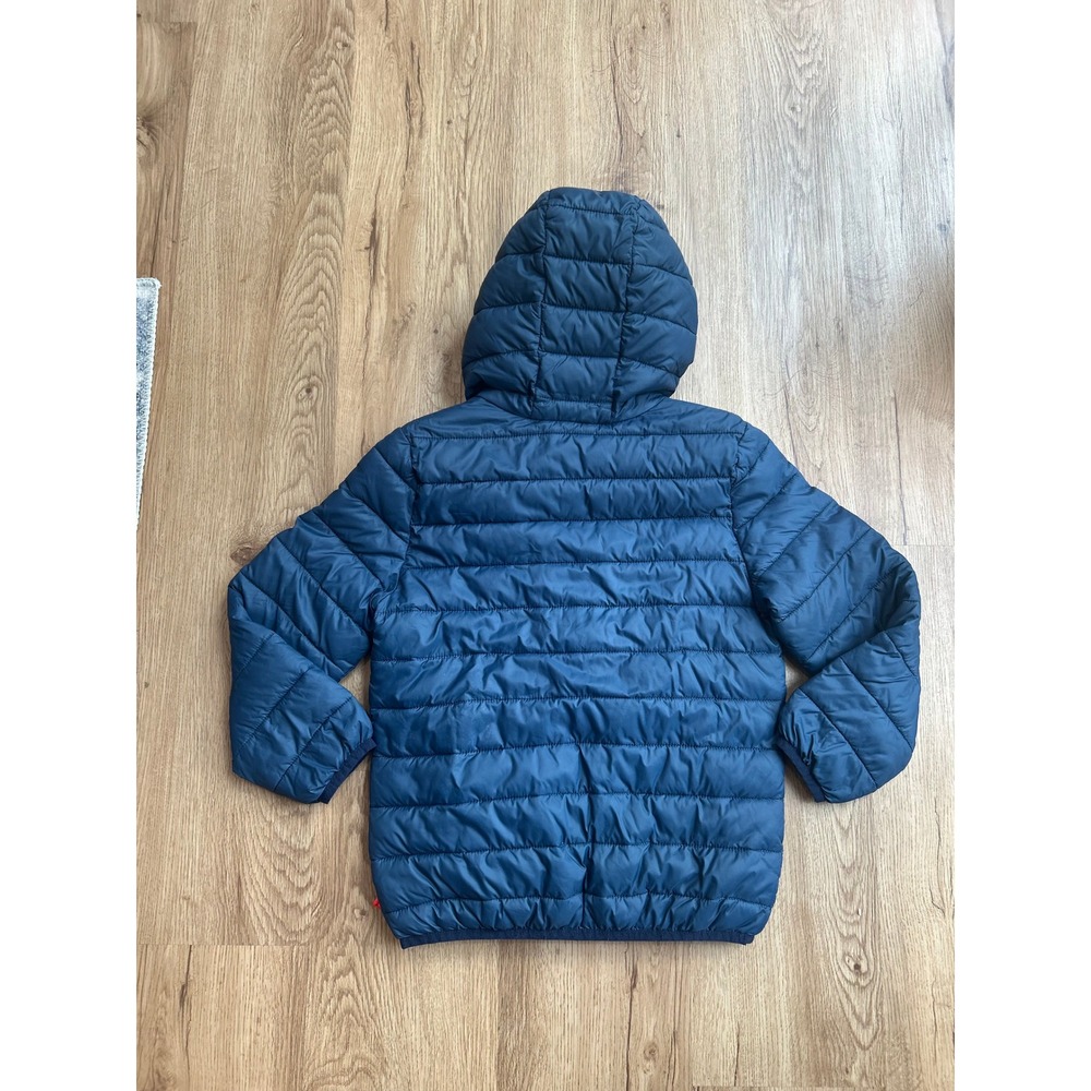 Boden Kids Navy Blue Orange Packable Puffer Jacket Hooded Water Resistant 7-8Y - Picture 6 of 8